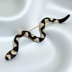 Vintage Sphinx Collectible Enameled Snake/Rhinestone Brooch